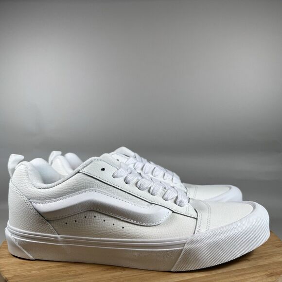 VANS Knu Skool True White Leather Sneakers Shoes Men’s Size 12 NEW - Picture 1 of 6